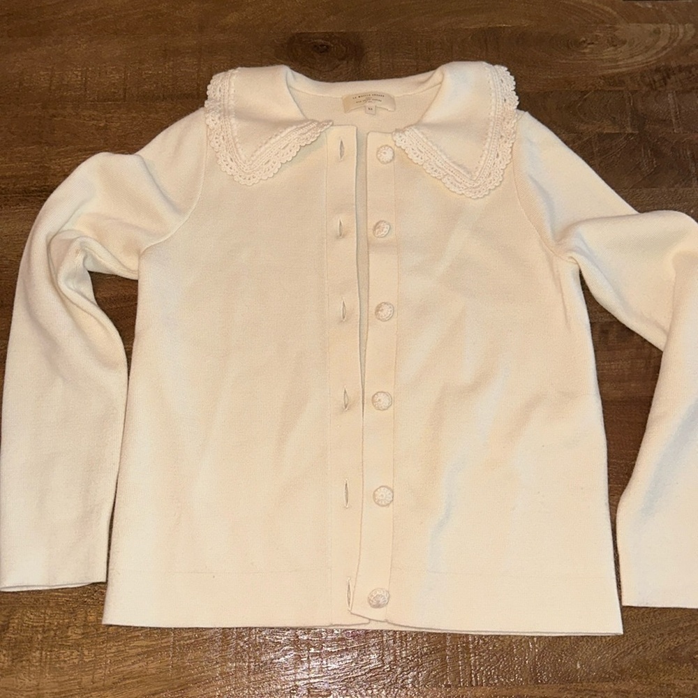 Sezane Cream Button-Up Sweater